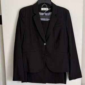 Calvin Klein Classic Black Suit Set - Blazer and Pencil Skirt Never Worn Size 14